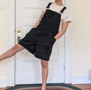 Retro Black Overall Shorts Denim